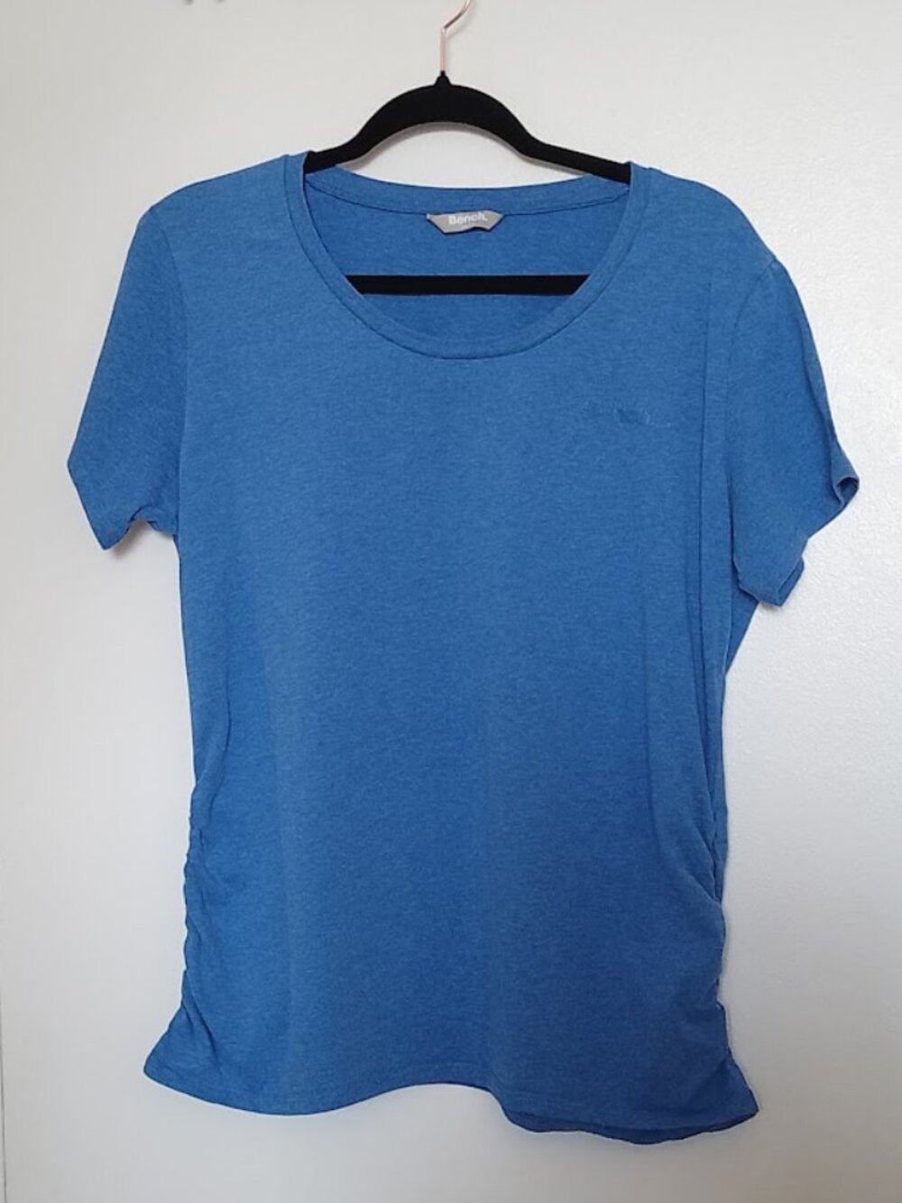 Women's Blue Bench T-Shirt with Ruched Sides, Size XXL